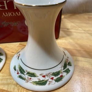 Canterbury two ivory candlestick with 24 K gold trim